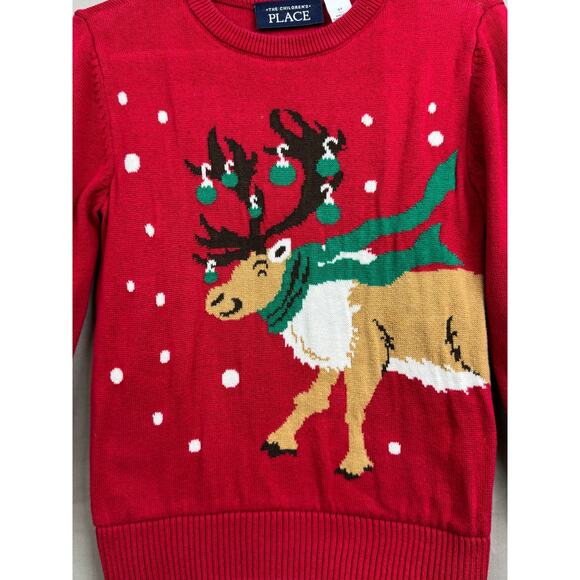 The Children's Place Toddler Boy Red Sweater with Reindeer & Ornaments, Size 3T - Picture 1 of 5